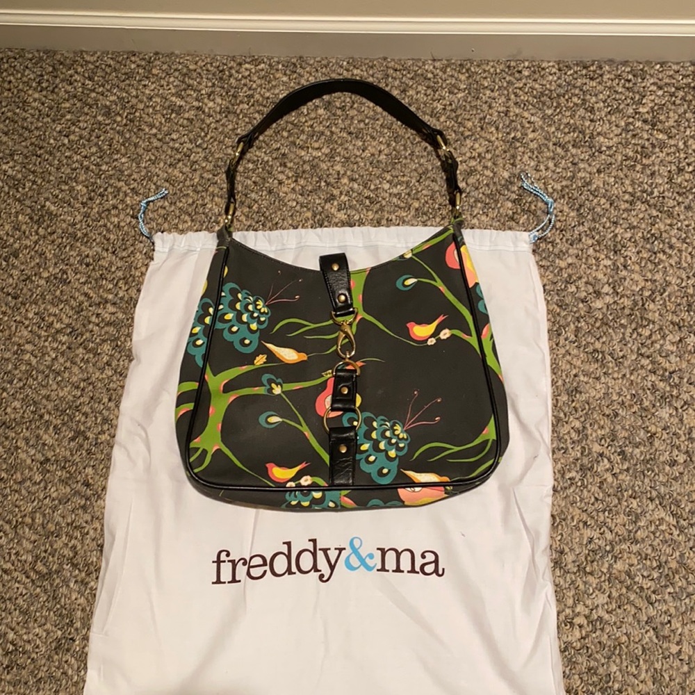 Freddy and Ma black printed purse